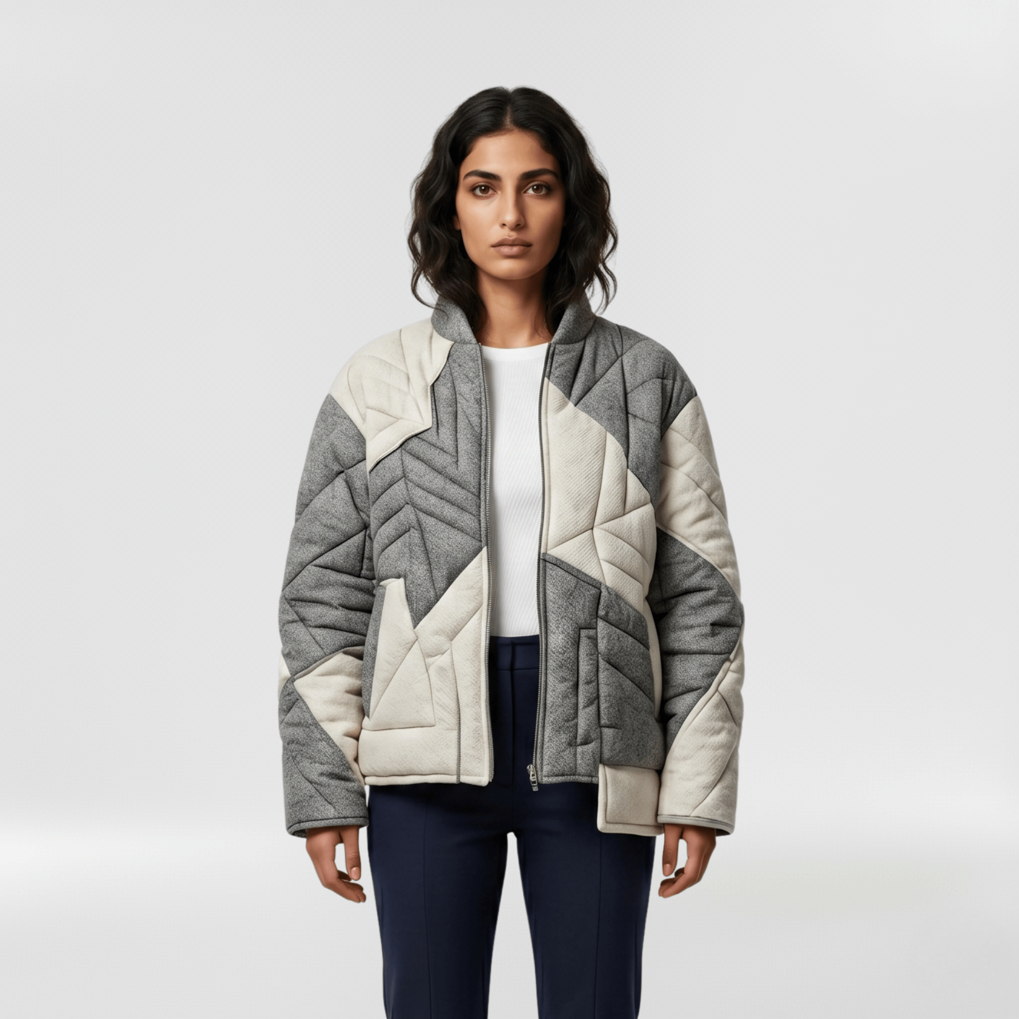 Patchwork Quilted Contrast Jacket