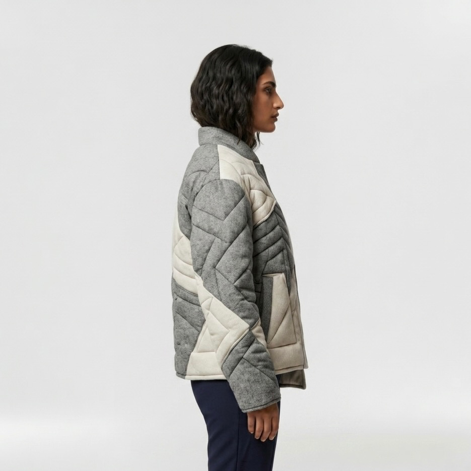 Patchwork Quilted Contrast Jacket