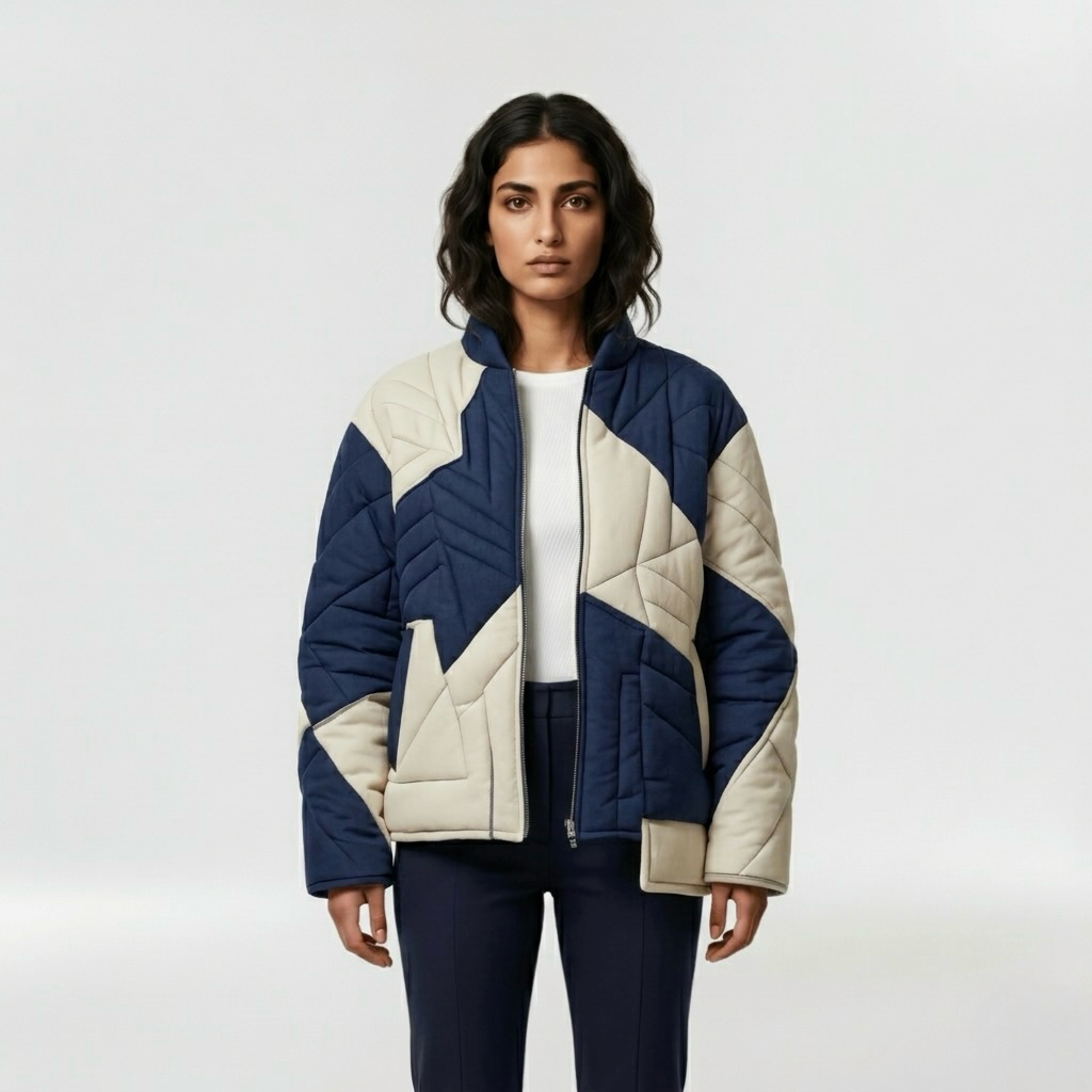 Patchwork Quilted Contrast Jacket