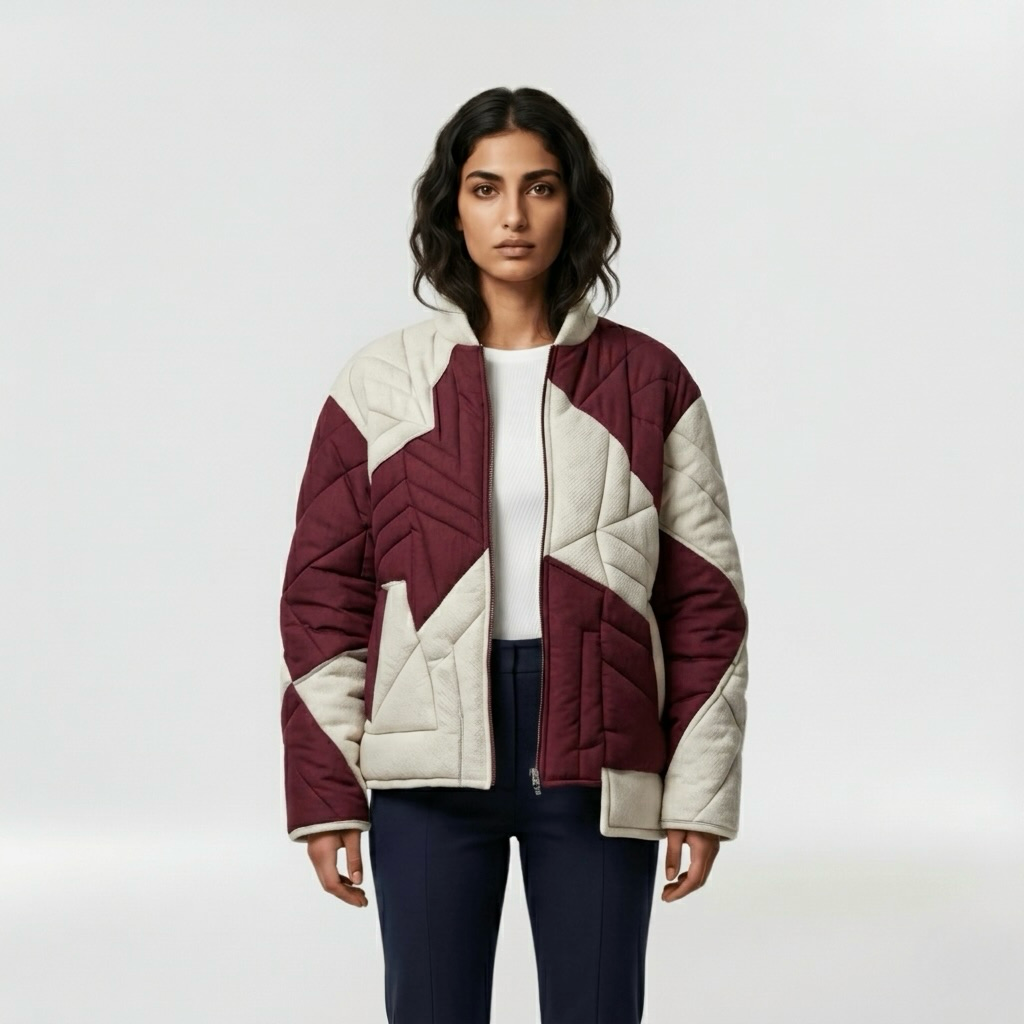 Patchwork Quilted Contrast Jacket