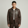 Geometric Panel Leather Jacket