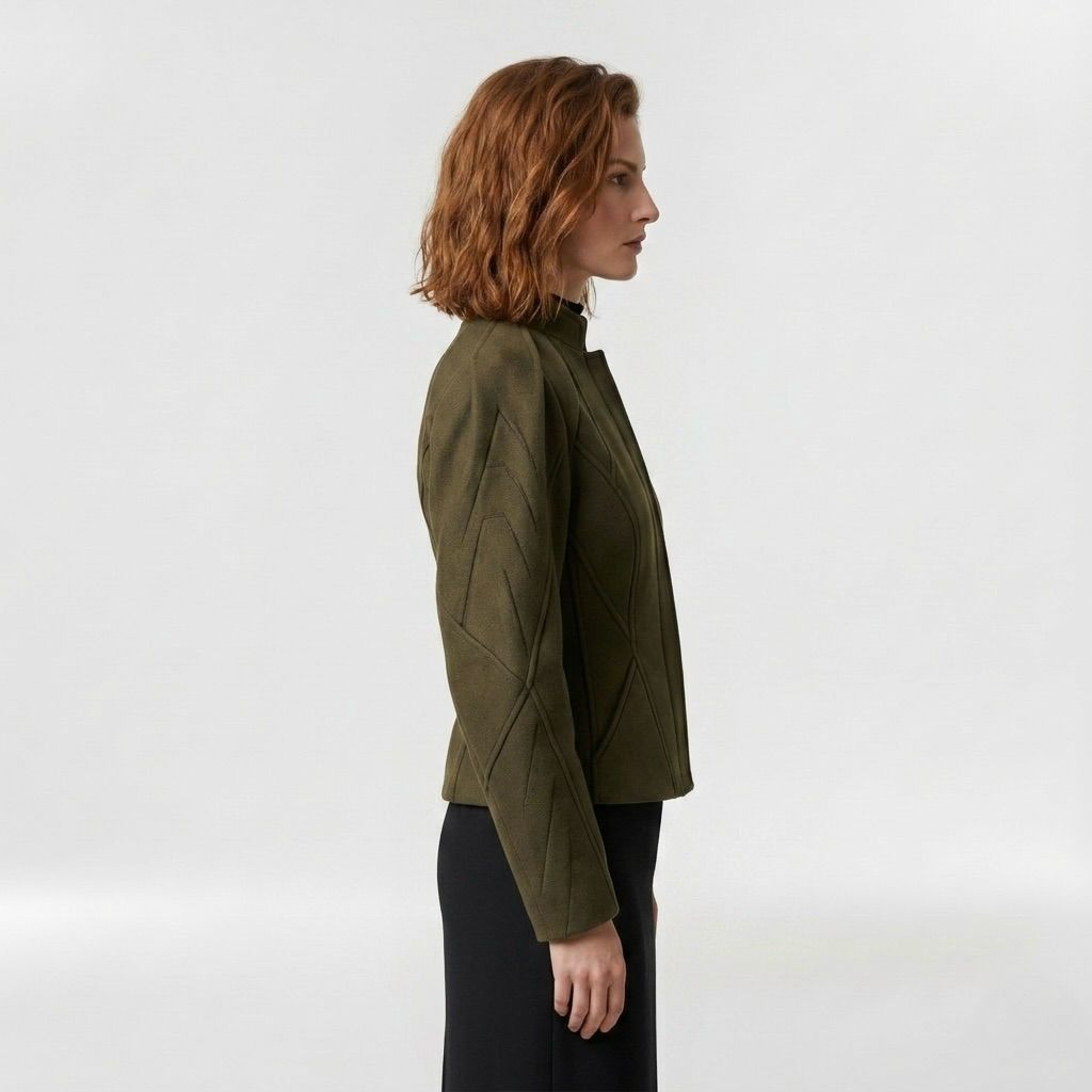Structured High-Neck Tailored Jacket
