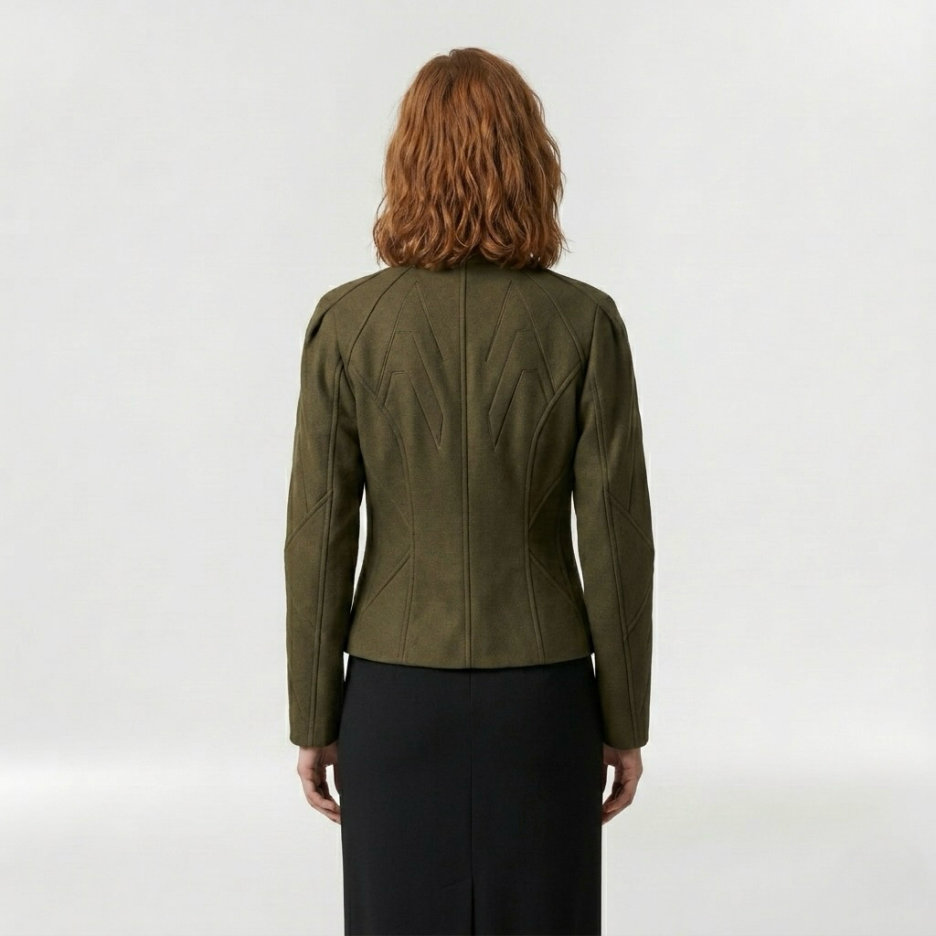 Structured High-Neck Tailored Jacket