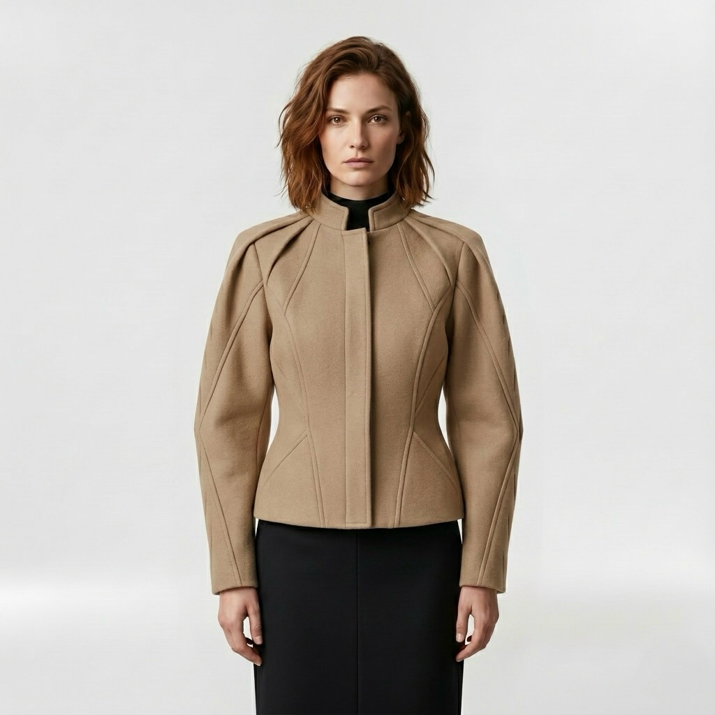 Structured High-Neck Tailored Jacket