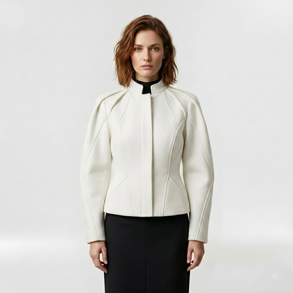 Structured High-Neck Tailored Jacket
