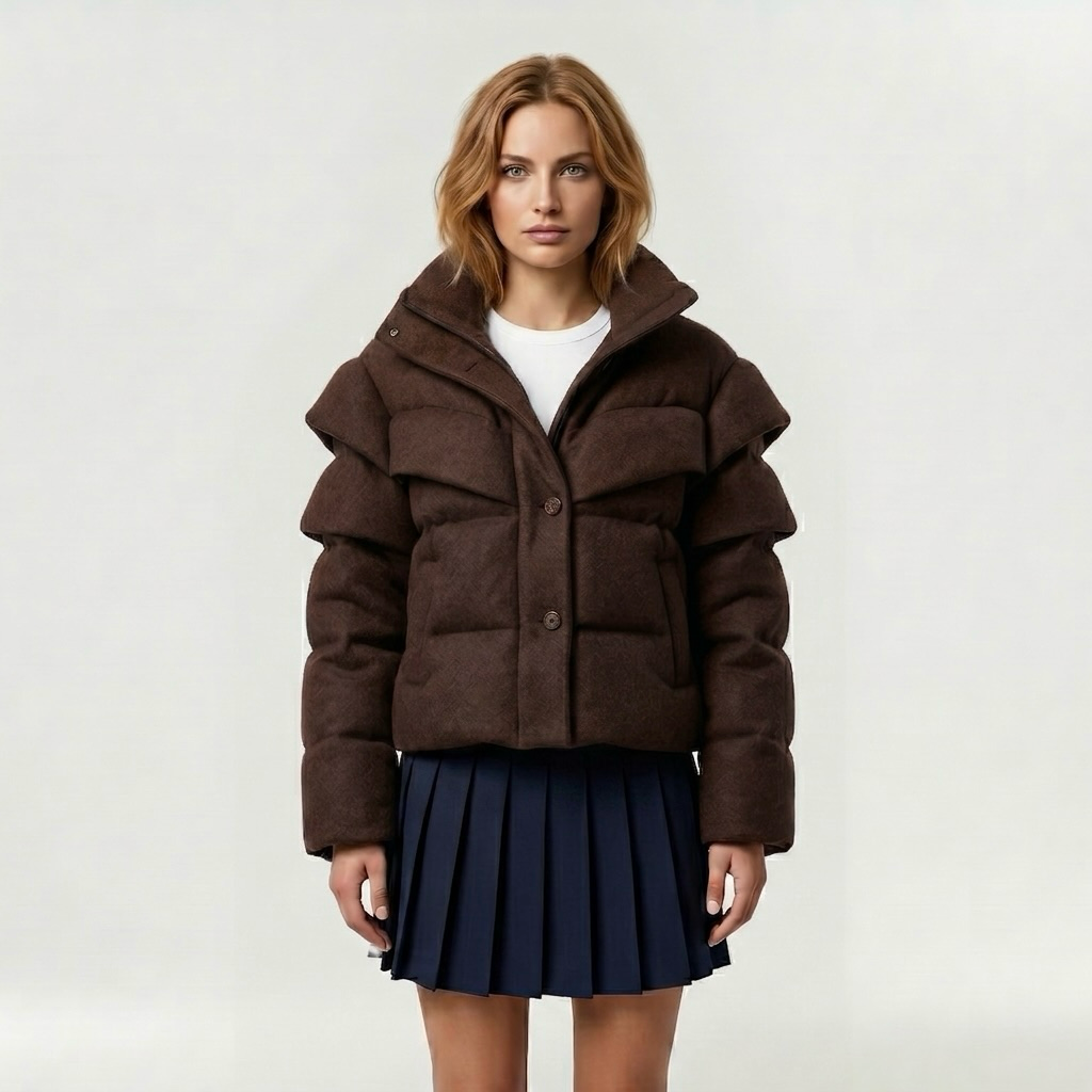 Layered Shoulder Puffer Jacket