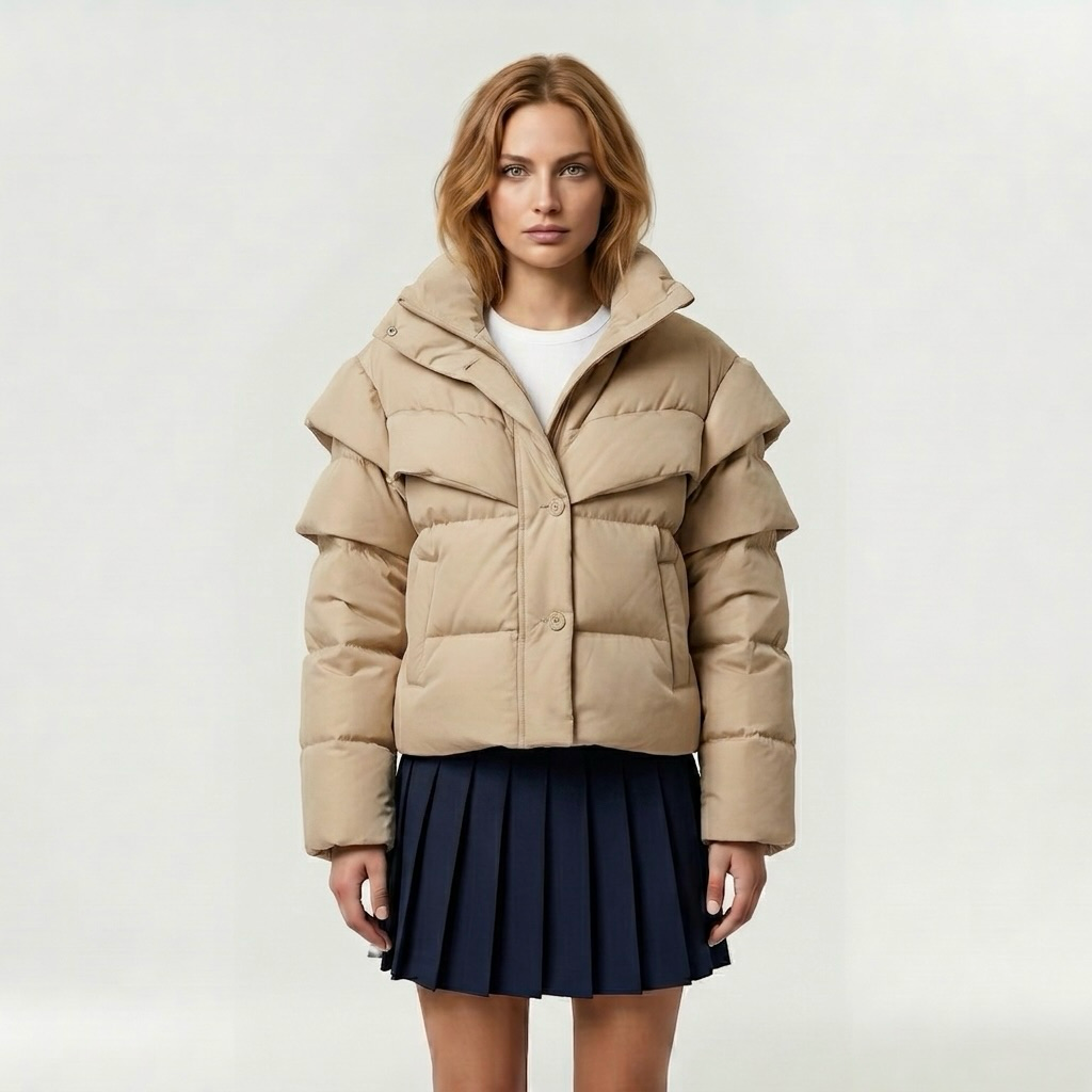 Layered Shoulder Puffer Jacket
