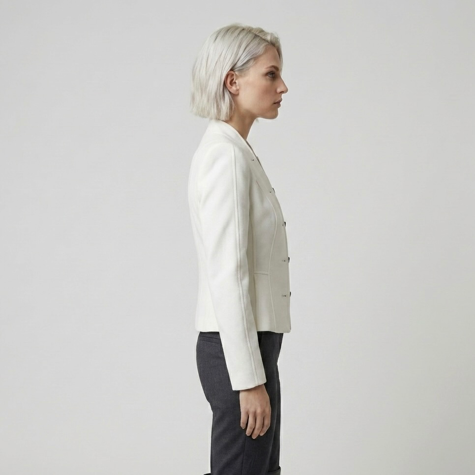 High-Neck Button Jacket