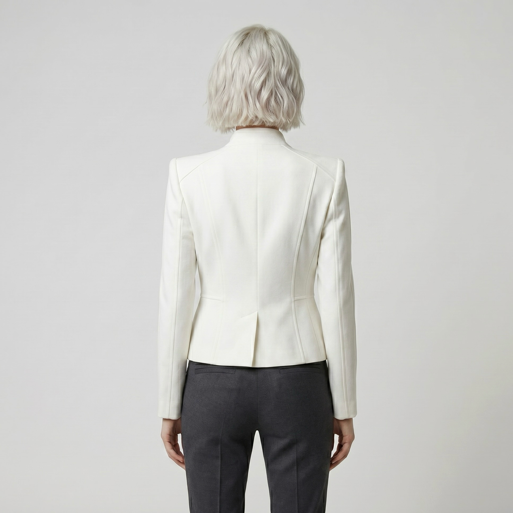 High-Neck Button Jacket