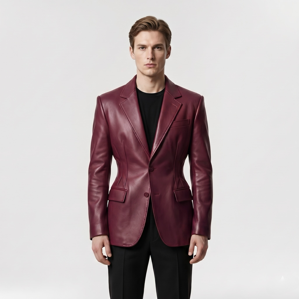 Tailored Leather Statement Blazer