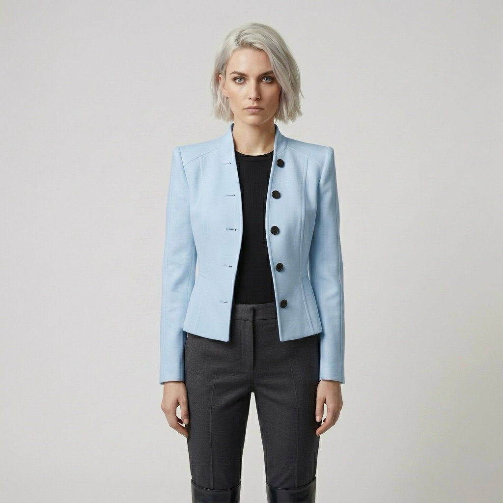 High-Neck Button Jacket