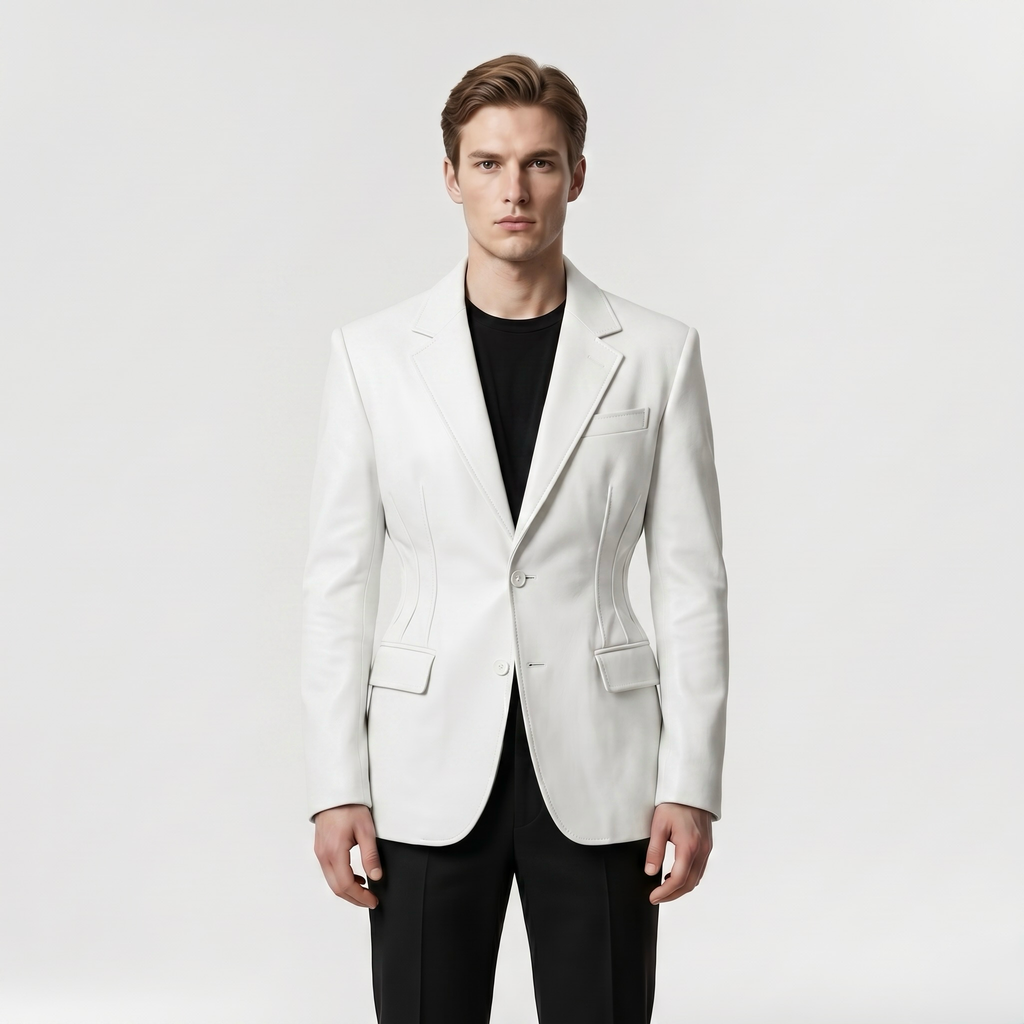 Tailored Leather Statement Blazer