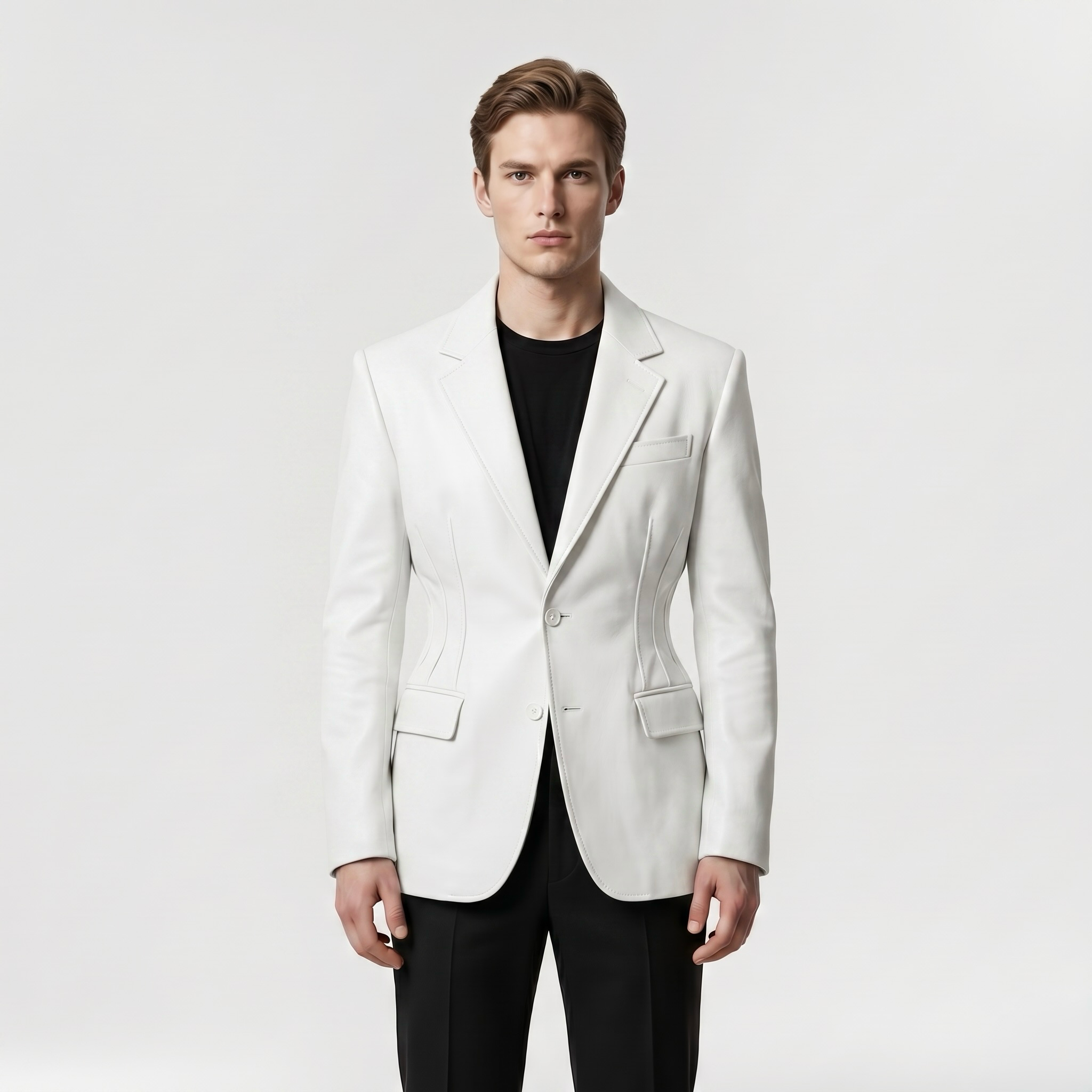 Tailored Leather Statement Blazer