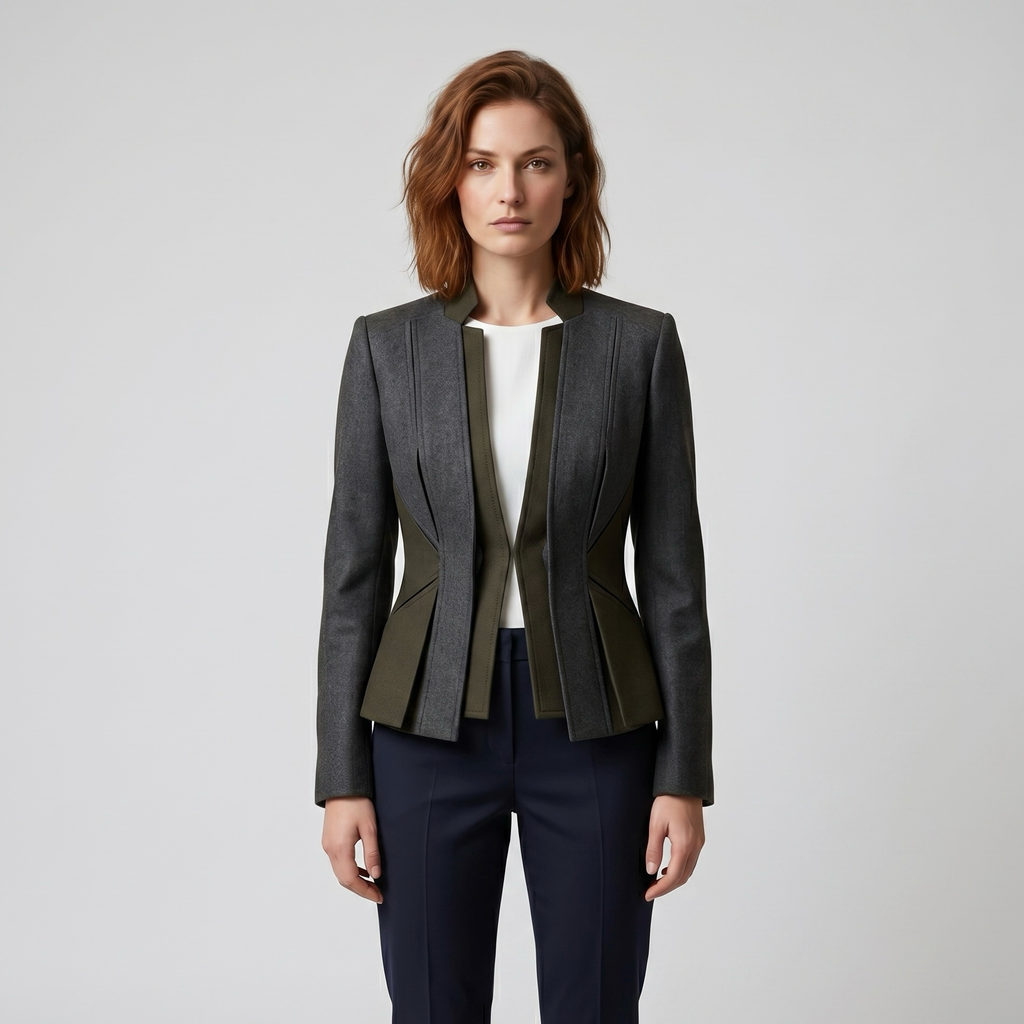 Contrast Panel Sculpted Tailored Jacket