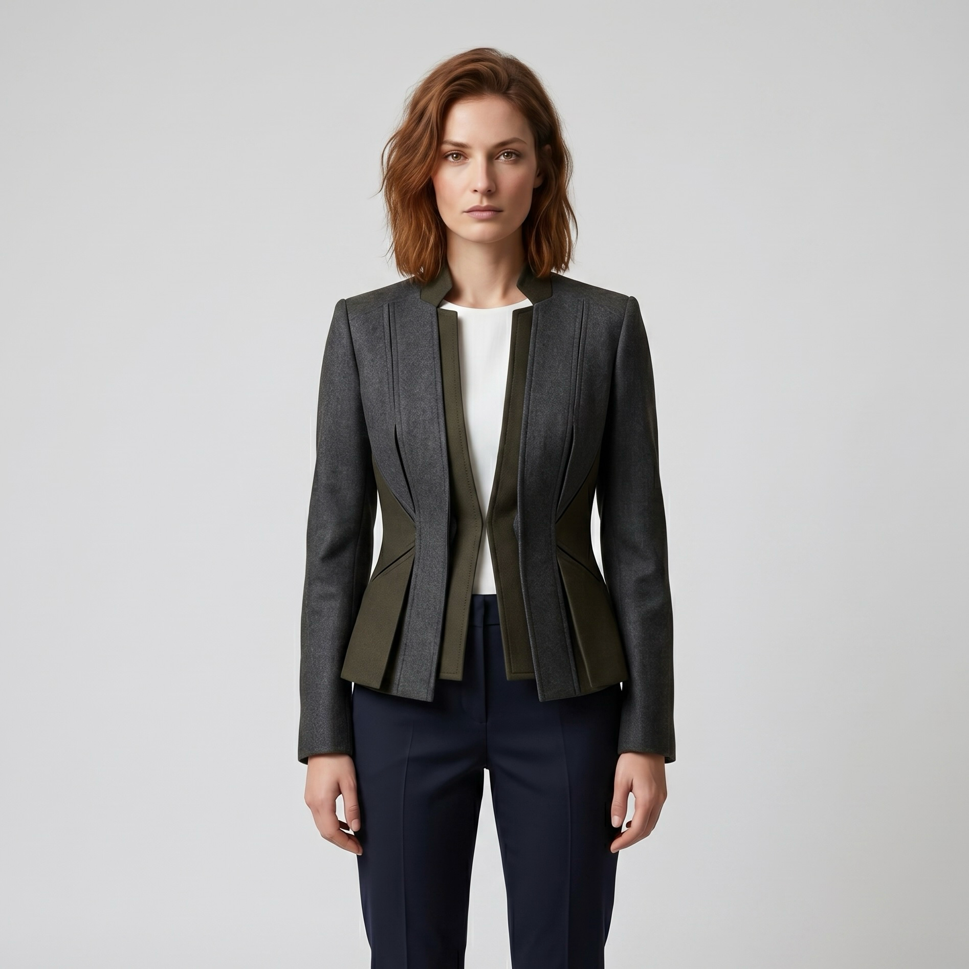 Contrast Panel Sculpted Tailored Jacket