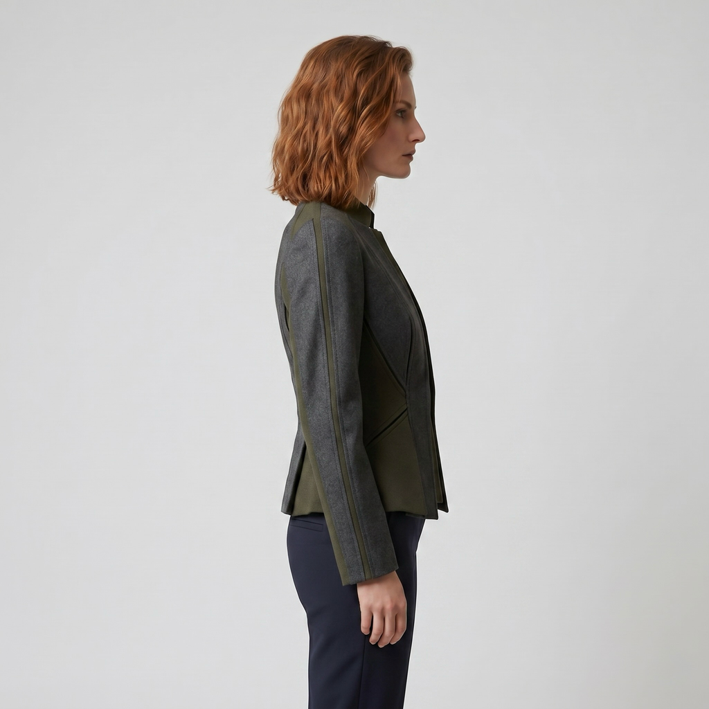 Contrast Panel Sculpted Tailored Jacket