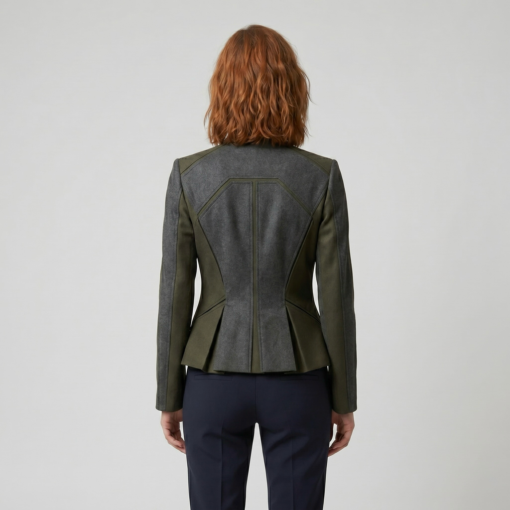 Contrast Panel Sculpted Tailored Jacket