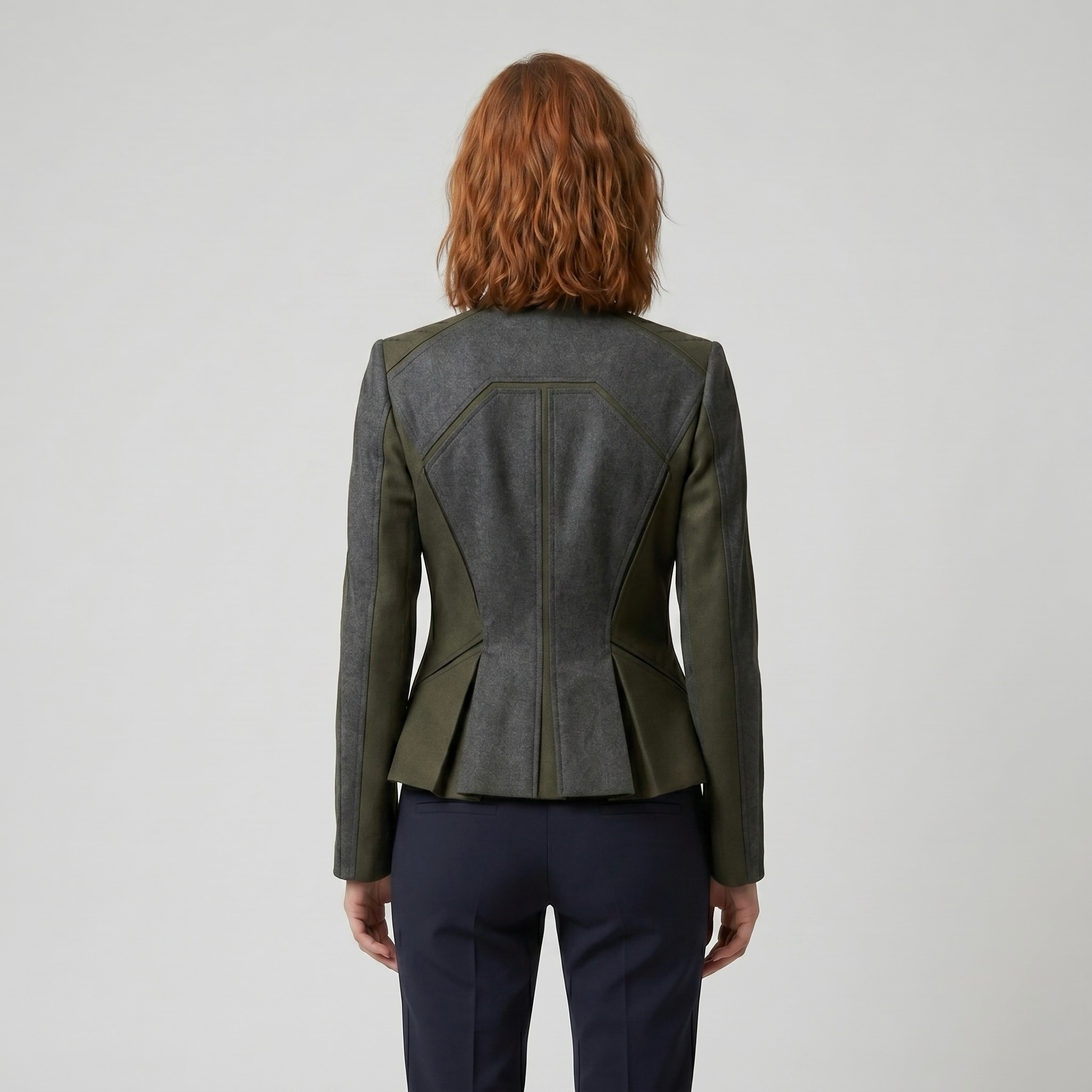 Contrast Panel Sculpted Tailored Jacket