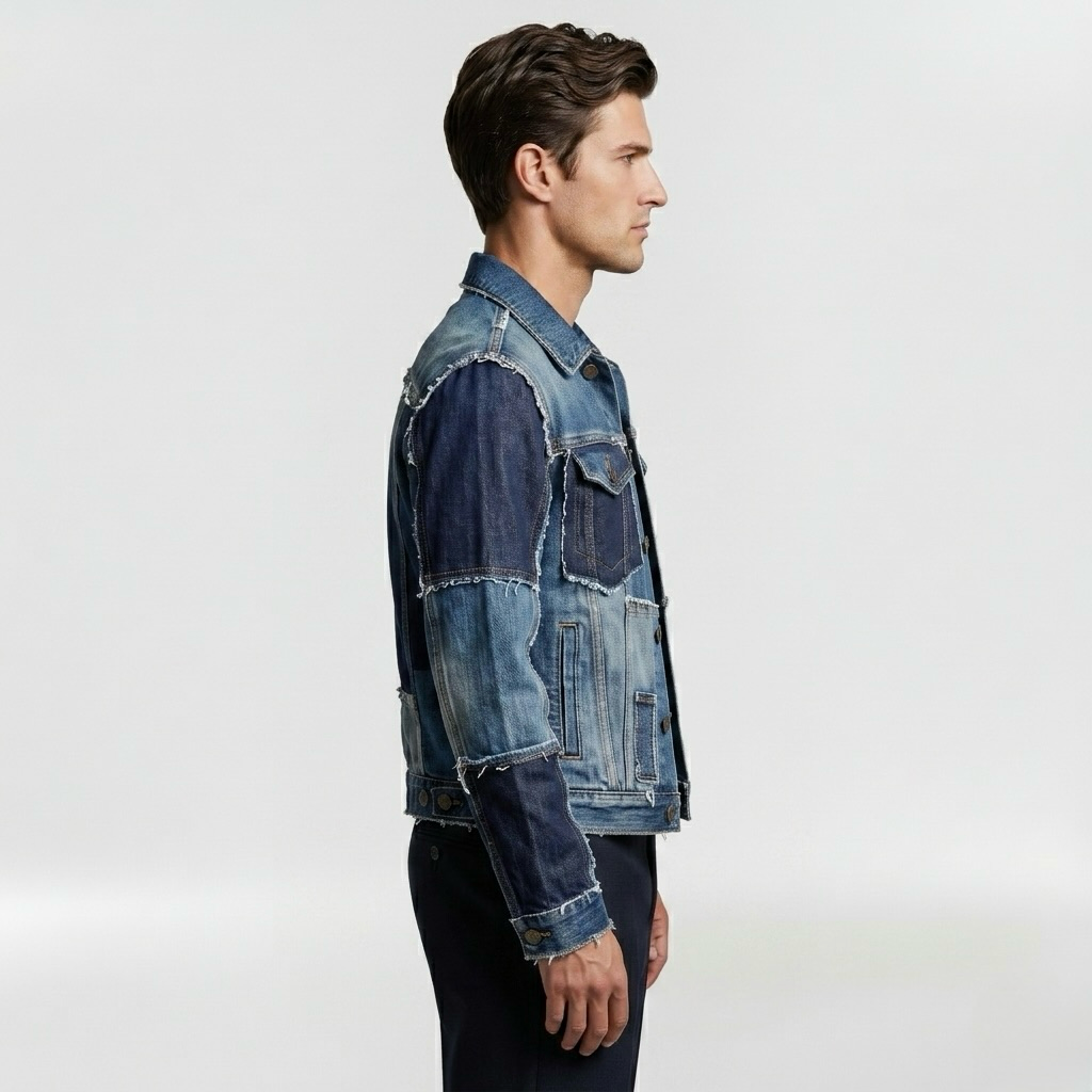 Patchwork Distressed Denim Jacket