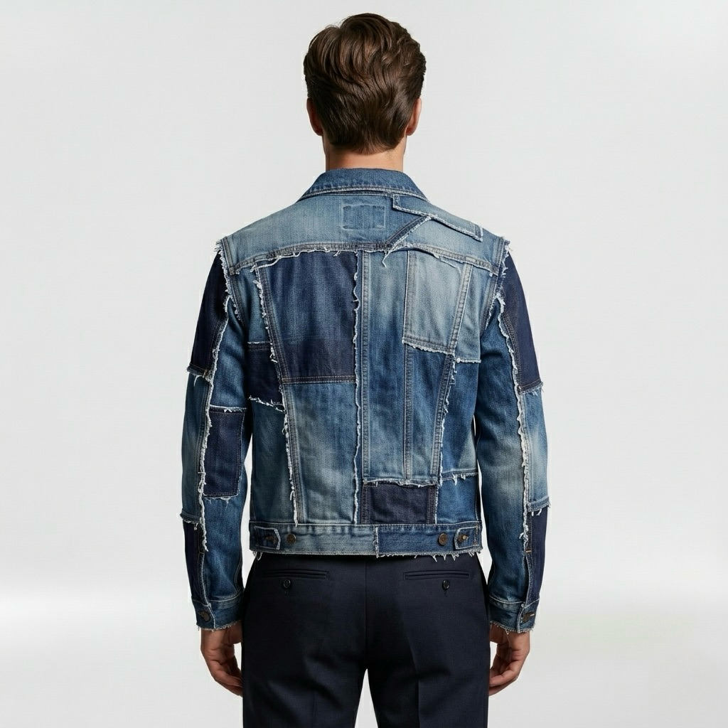 Patchwork Distressed Denim Jacket