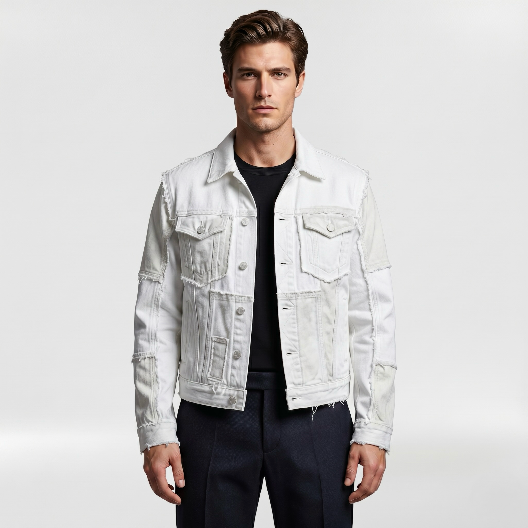 Patchwork Distressed Denim Jacket